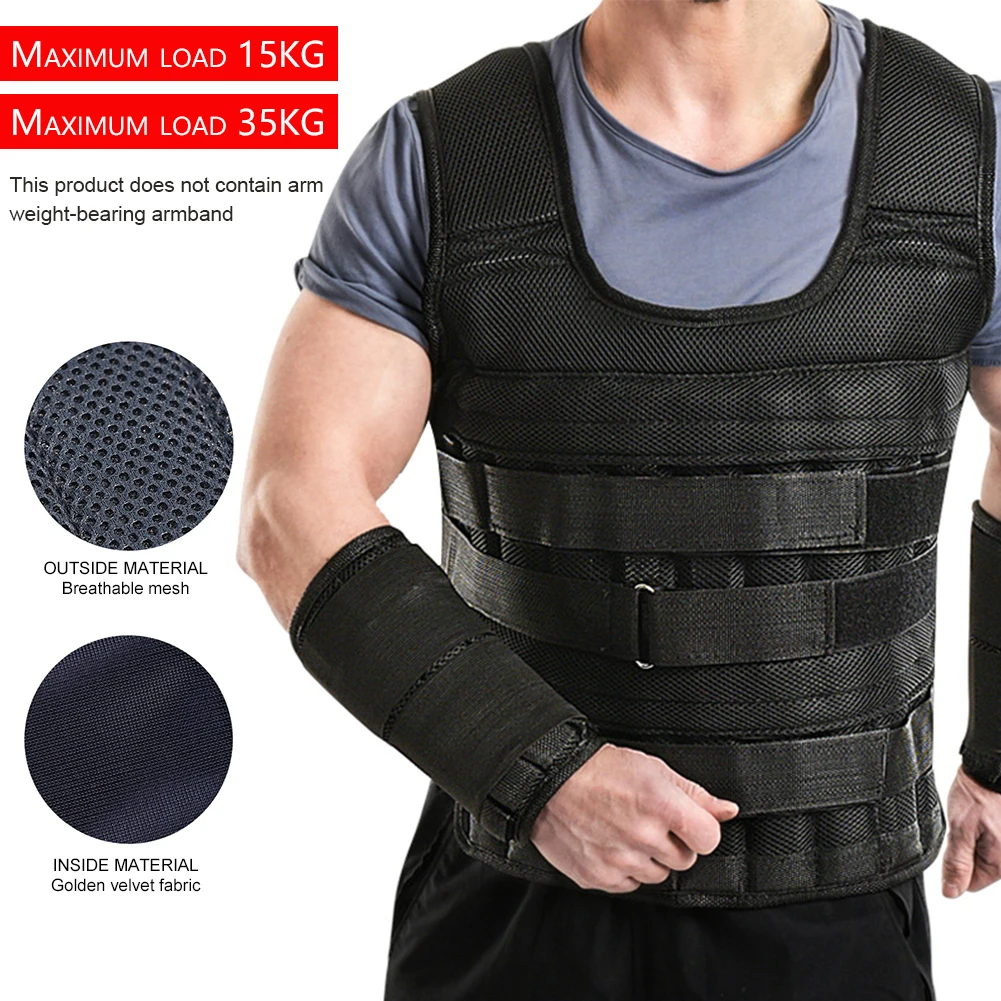 

15/35kg Loading Weight Vest Breathable Shockproof Adjustable Weighted Vest for Boxing Weight Training Workout Fitness