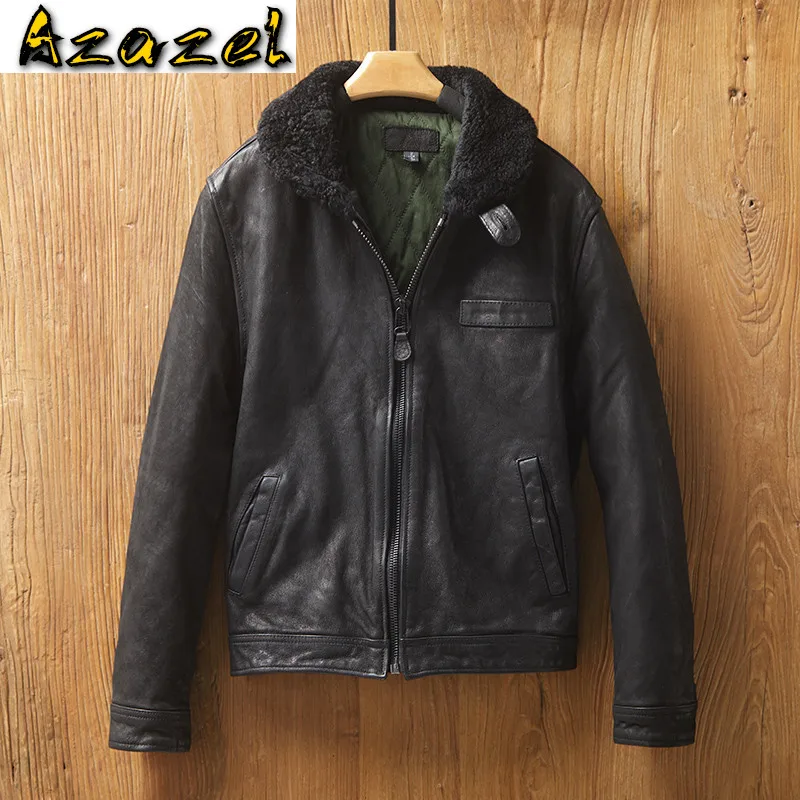 

Мужская кожаная куртка Azazel, винтажная короткая облегающая куртка из натуральной овечьей кожи, модель сезона осень-зима 2020