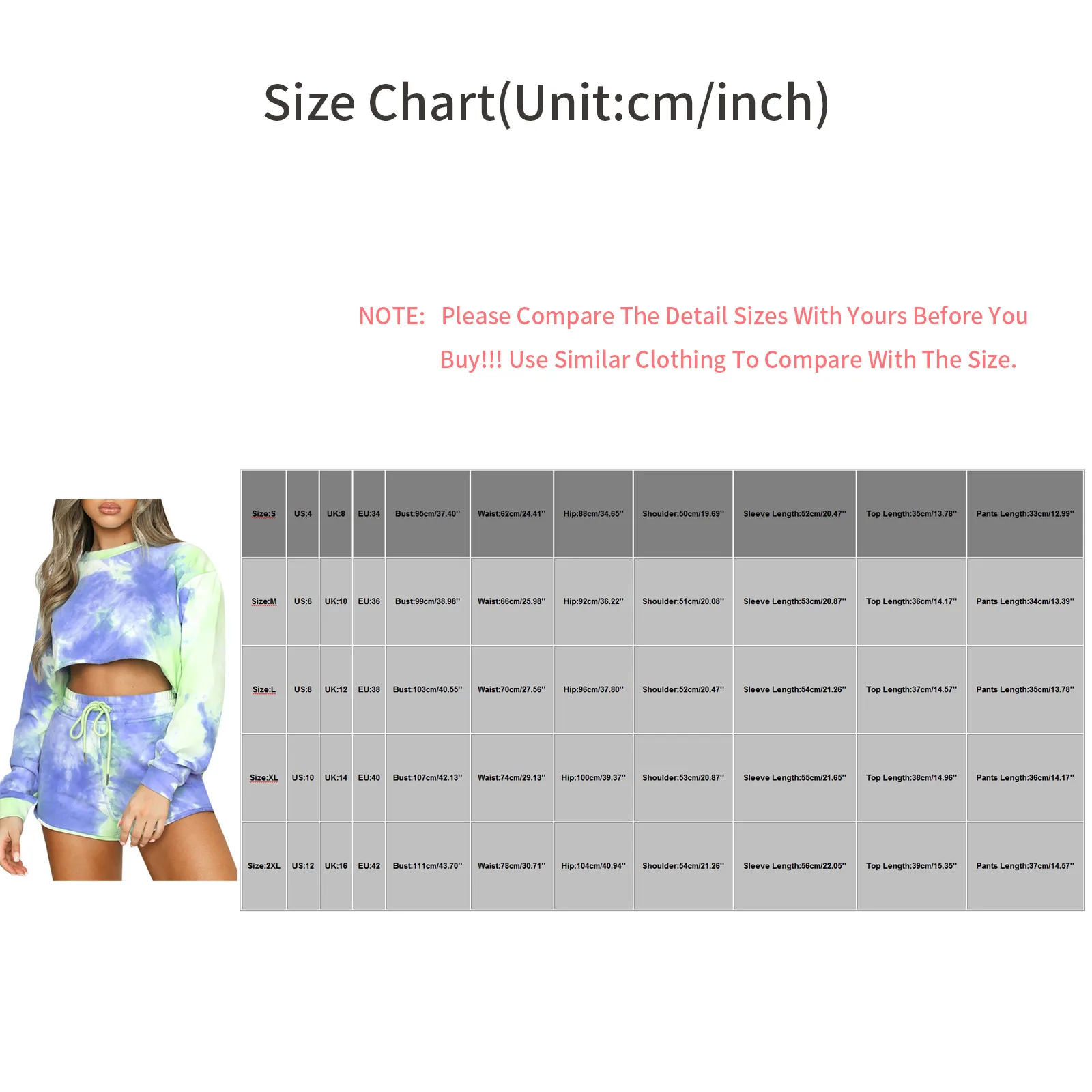 DAIGELO Sports Short Sets Ladies Summer Spring Women 2pc Casual Tie-dye Sweatshirt Set Long Sleeve Top Drawstring Pants Sets
DAIGELO Sports Short Sets Ladies Summer Spring Women 2pc Casual Tie-dye Sweatshirt Set Long Sleeve Top Drawstring Pants Sets