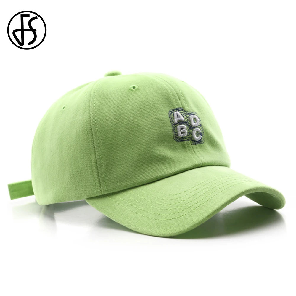

FS 2022 New Arrival Green Pink Stylish Men Caps Summer Sun Shade Cotton Baseball Hats For Women Snapback Dad Hat Bonnet Homme