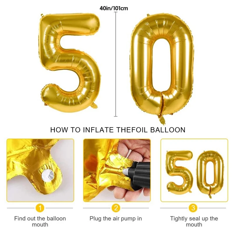 50Th Birthday Party Decor Kit Happy Birthday Balloon Banner Number "50" Balloons Mylar Foil and Ballons Party Supplies
50Th Birthday Party Decor Kit Happy Birthday Balloon Banner Number "50" Balloons Mylar Foil and Ballons Party Supplies