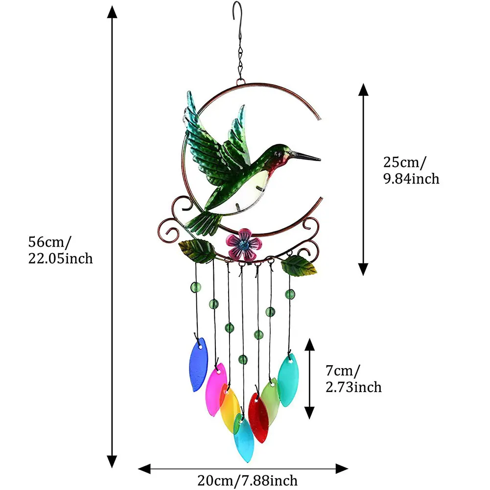 Outdoor Garden Hummingbird Wind Chime Colourful Glass Wind Chime Metal Hanging Ornaments Wind Chime Backyard Vintage Home Decor
Outdoor Garden Hummingbird Wind Chime Colourful Glass Wind Chime Metal Hanging Ornaments Wind Chime Backyard Vintage Home Decor