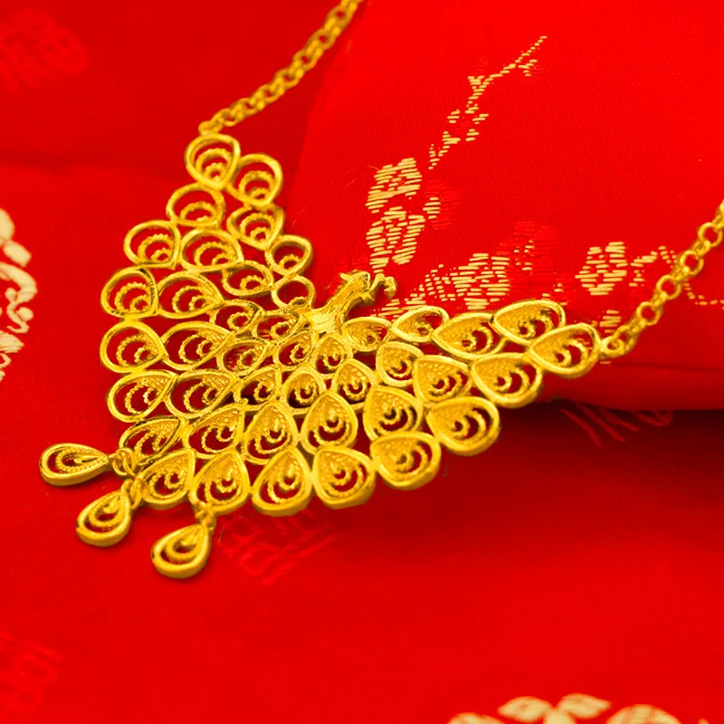 Classical 24K Yellow Gold Necklace For Women Luxury Wedding Jewelry Phoenix Suit bridal Pendant Necklace Fine Jewelry Gifts
Classical 24K Yellow Gold Necklace For Women Luxury Wedding Jewelry Phoenix Suit bridal Pendant Necklace Fine Jewelry Gifts