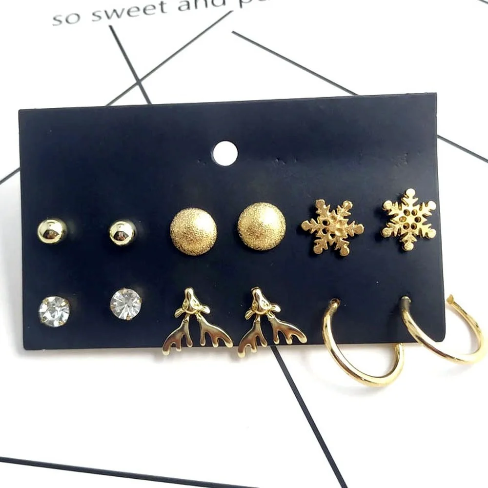 6 Pcs/set Earrings Set 2021 Trend Korean Style European and American Snowflake Elk Stud Earrings for Women Jewelry Wholesale
6 Pcs/set Earrings Set 2021 Trend Korean Style European and American Snowflake Elk Stud Earrings for Women Jewelry Wholesale