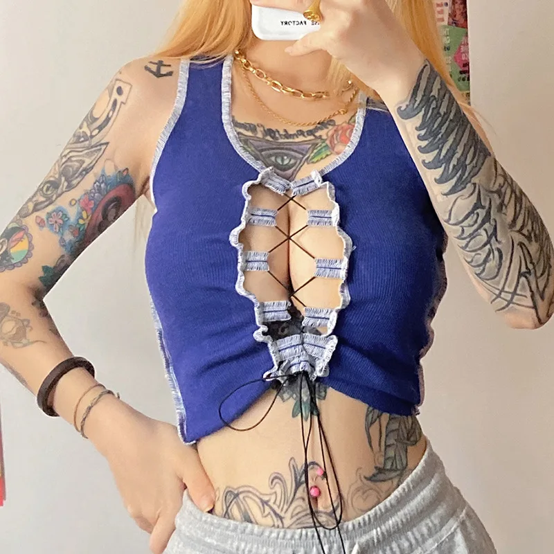 Sexy Holes Cut-out Woman's Tank Tops Fashion Neon Bandage Sleeveless Wear Street Gothic Knitting Bodycon Club Party Crop Tops
Sexy Holes Cut-out Woman's Tank Tops Fashion Neon Bandage Sleeveless Wear Street Gothic Knitting Bodycon Club Party Crop Tops