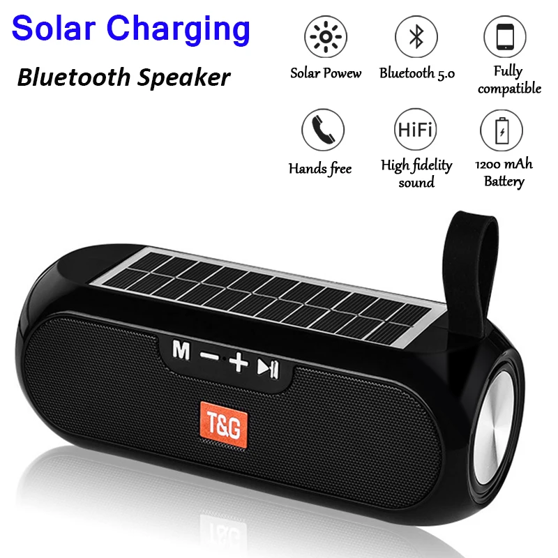 Wireless TG182 Speakers Stereo Music Box Solar charging Speaker Outdoor Power Bank Boombox Loudspeaker Waterproof altavoces
Wireless TG182 Speakers Stereo Music Box Solar charging Speaker Outdoor Power Bank Boombox Loudspeaker Waterproof altavoces