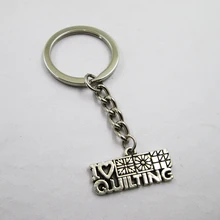 3pcs/lot I Love Quilting 15*25mm charm keyring best frined,birthday present ,pendant keychain