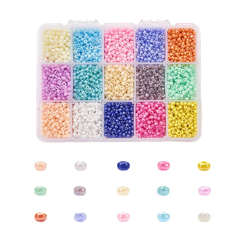 7500PCS/Box 3mm Glass Seed Beads Round Mixed 15 Colors Tiny Spacer Bead For Bracelet Jewelry Making DIY
7500PCS/Box 3mm Glass Seed Beads Round Mixed 15 Colors Tiny Spacer Bead For Bracelet Jewelry Making DIY
