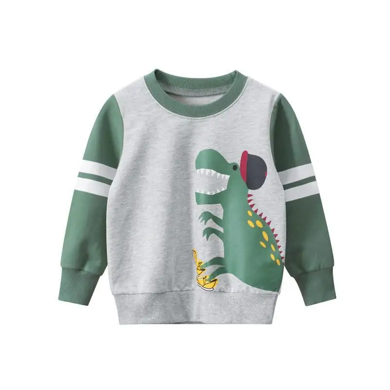 

Детские весенне-осенние свитера, одежда с мультипликационным динозавром, Теплые Топы с длинным рукавом для мальчиков, утепленная одежда, то...