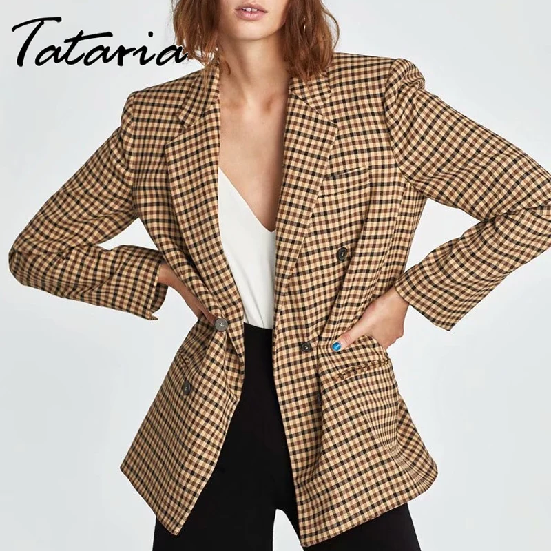 Women's Jackets Autumn 2023 Classic Plaid Suit Blazer Fashion Work Office Female Long Sleeve Jacket Coat Double Breasted Suits
Women's Jackets Autumn 2023 Classic Plaid Suit Blazer Fashion Work Office Female Long Sleeve Jacket Coat Double Breasted Suits