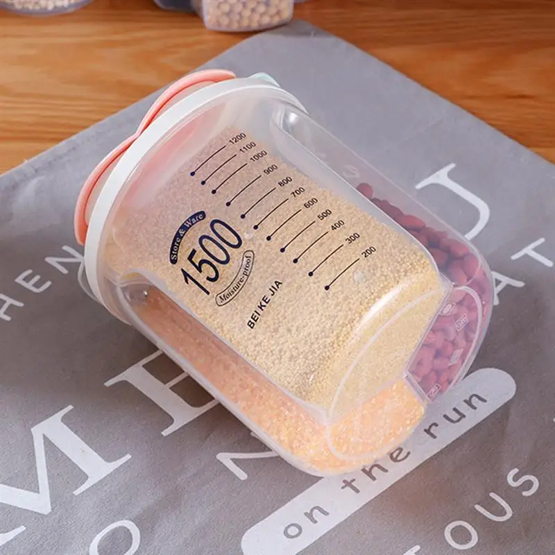 Cereal Container Clear Plastic Divided Cells Rice Dry Food Kitchen Storage Organizer with Scale Mark, 1.5/2/2.5/3L 
Cereal Container Clear Plastic Divided Cells Rice Dry Food Kitchen Storage Organizer with Scale Mark, 1.5/2/2.5/3L