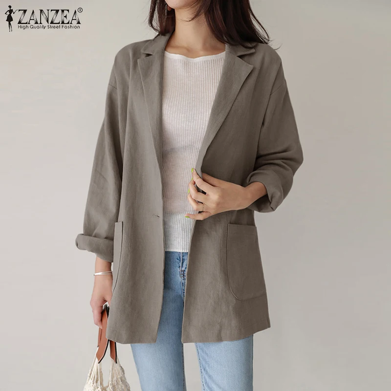 ZANZEA 2022 Women Elegant Lapel Blazer Autumn Ladies Outwear Femme Korean Lapel Outwears Oversized Female Pockets Windbreaker
ZANZEA 2022 Women Elegant Lapel Blazer Autumn Ladies Outwear Femme Korean Lapel Outwears Oversized Female Pockets Windbreaker
