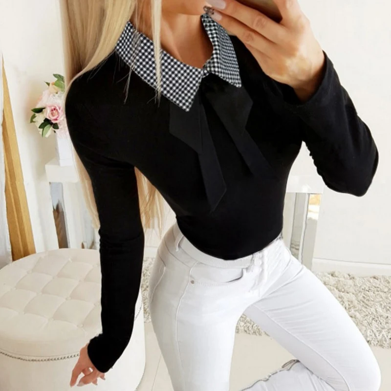 Korean Style Women T-shirt Bow Banage Preppy Patchwork Harajuku Long Sleeve Ladies Tops Autumn Clothes 2020 Fashion Tops
Korean Style Women T-shirt Bow Banage Preppy Patchwork Harajuku Long Sleeve Ladies Tops Autumn Clothes 2020 Fashion Tops