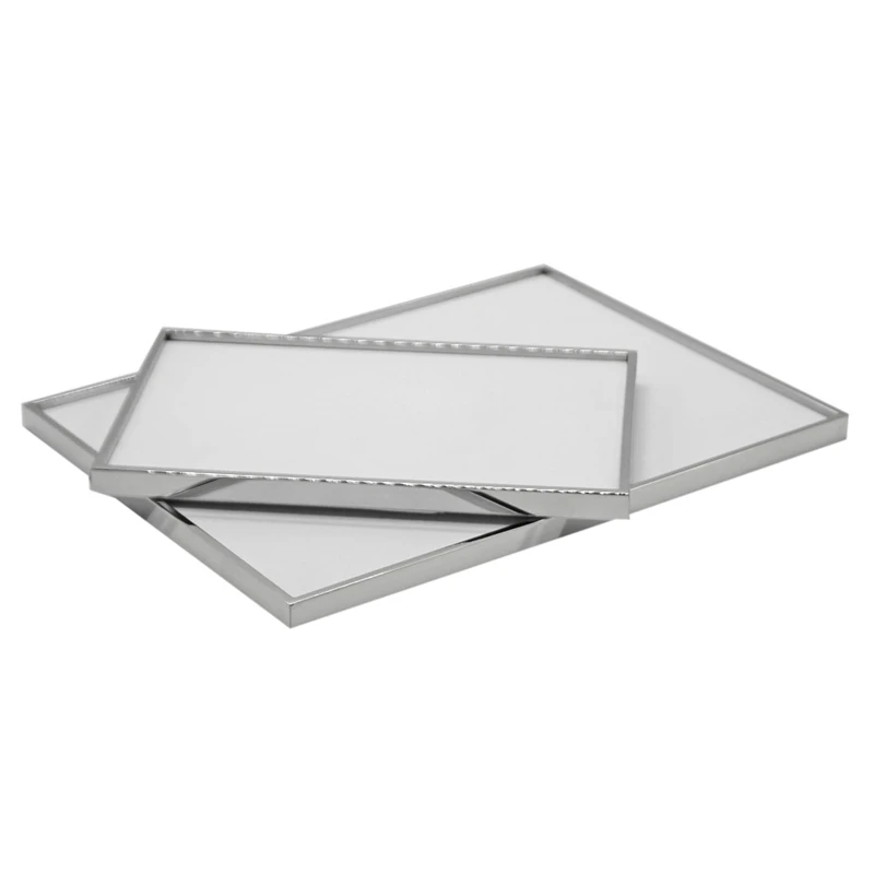 2 Pcs Stainless Steel Jewelry Tray Display Jewelry Flannel Tray Silver Color Shiny Tray
2 Pcs Stainless Steel Jewelry Tray Display Jewelry Flannel Tray Silver Color Shiny Tray