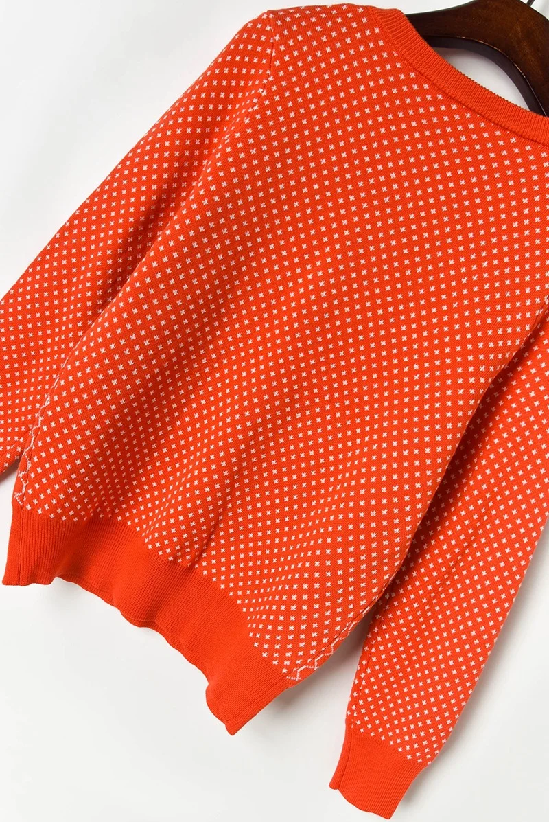 Женский свитер с круглым вырезом повседневный жаккардовый геометрическим