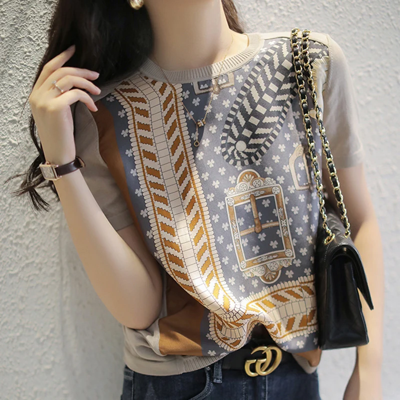 Tshirt Polyester Harajuku Summer Femme T-shirts Women Clothes Slim Flower Printing Tees Top Mujer O-Neck Short Sleeves Blusas
Tshirt Polyester Harajuku Summer Femme T-shirts Women Clothes Slim Flower Printing Tees Top Mujer O-Neck Short Sleeves Blusas