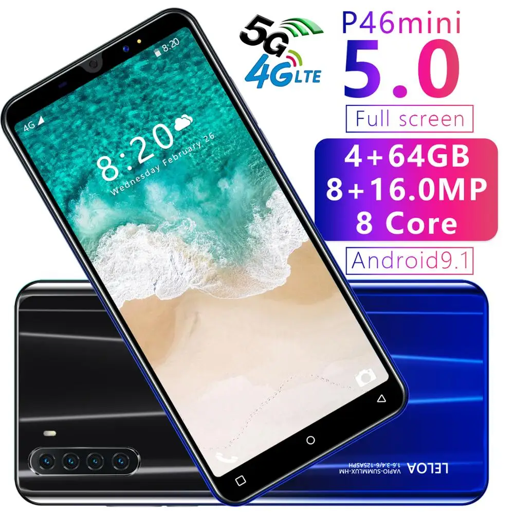 P46mini Andriod 9.1 4+64GB 128GB Mobile Phone 8 Core 5.0 Inch 4G Network Double SIM Card Smartphones 3800mAh Dual SIM+SD Card
P46mini Andriod 9.1 4+64GB 128GB Mobile Phone 8 Core 5.0 Inch 4G Network Double SIM Card Smartphones 3800mAh Dual SIM+SD Card