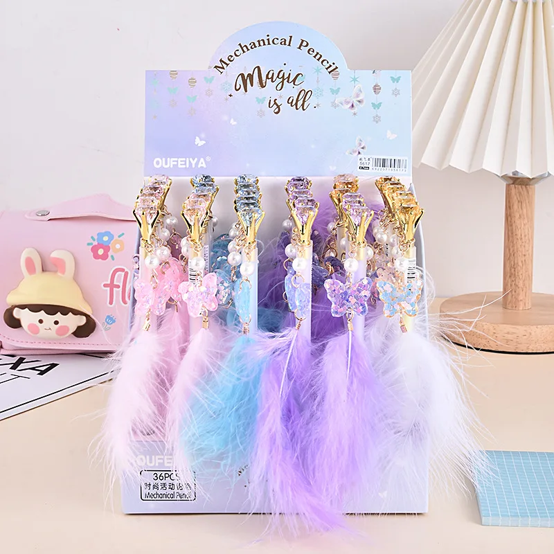 36 pcs/lot Diamond Butterfly Feather Pendant Mechanical Pencil Cute 0.5/0.7MM Automatic Pen For Kids Gift School Office Supplies
36 pcs/lot Diamond Butterfly Feather Pendant Mechanical Pencil Cute 0.5/0.7MM Automatic Pen For Kids Gift School Office Supplies