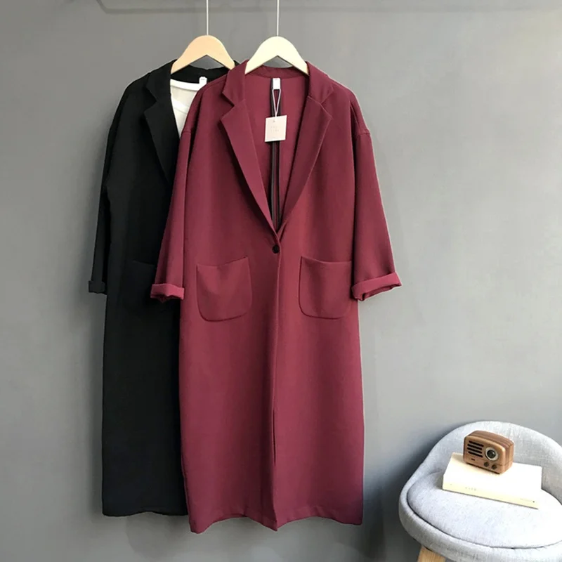 Spring Autumn Solid Color Mid-Length Windbreaker Overcoat Woman 2021 New Fashion One-Button Cocoon-Shaped Loose Suit Trench Coat
Spring Autumn Solid Color Mid-Length Windbreaker Overcoat Woman 2021 New Fashion One-Button Cocoon-Shaped Loose Suit Trench Coat
