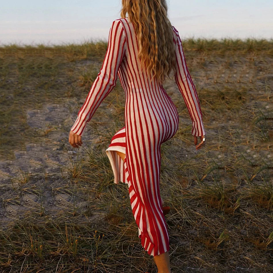 High Quality Striped Elastic Split Sweater Dress Elegant Women'S Bodycon Evening Party Long Dress Female 2021 Fashion New
High Quality Striped Elastic Split Sweater Dress Elegant Women'S Bodycon Evening Party Long Dress Female 2021 Fashion New