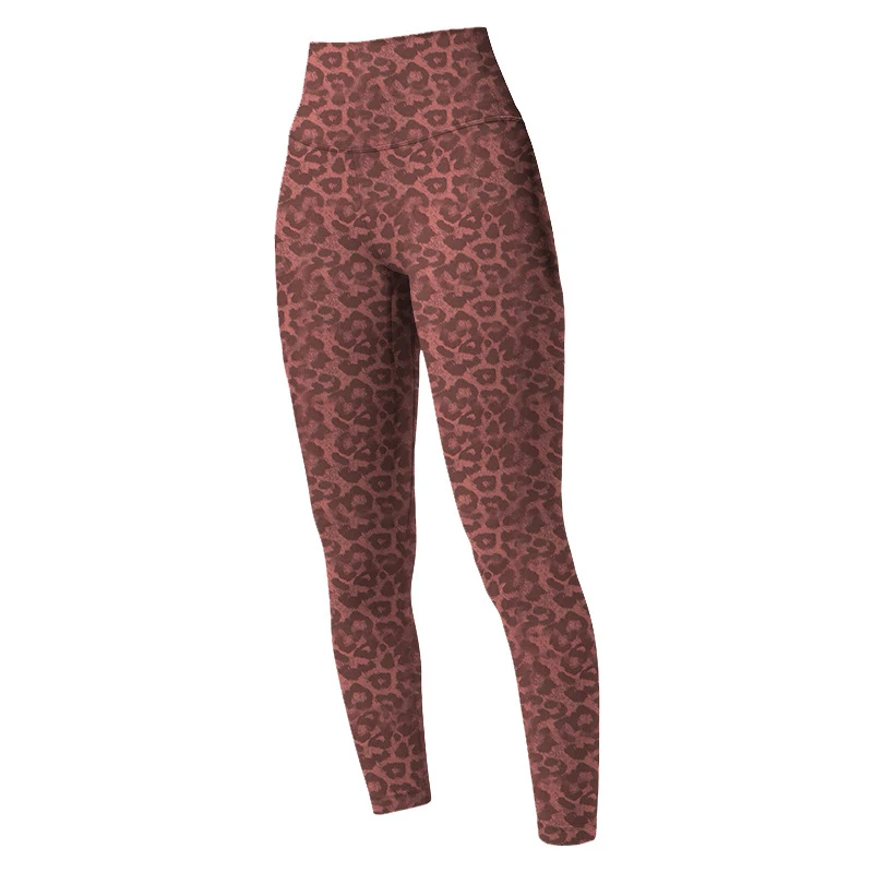 

LuLU Yoga Wear Align Women's Sports Fitness Pants Leopard Print Tight High Waist Nude Nine-point Jogging Training