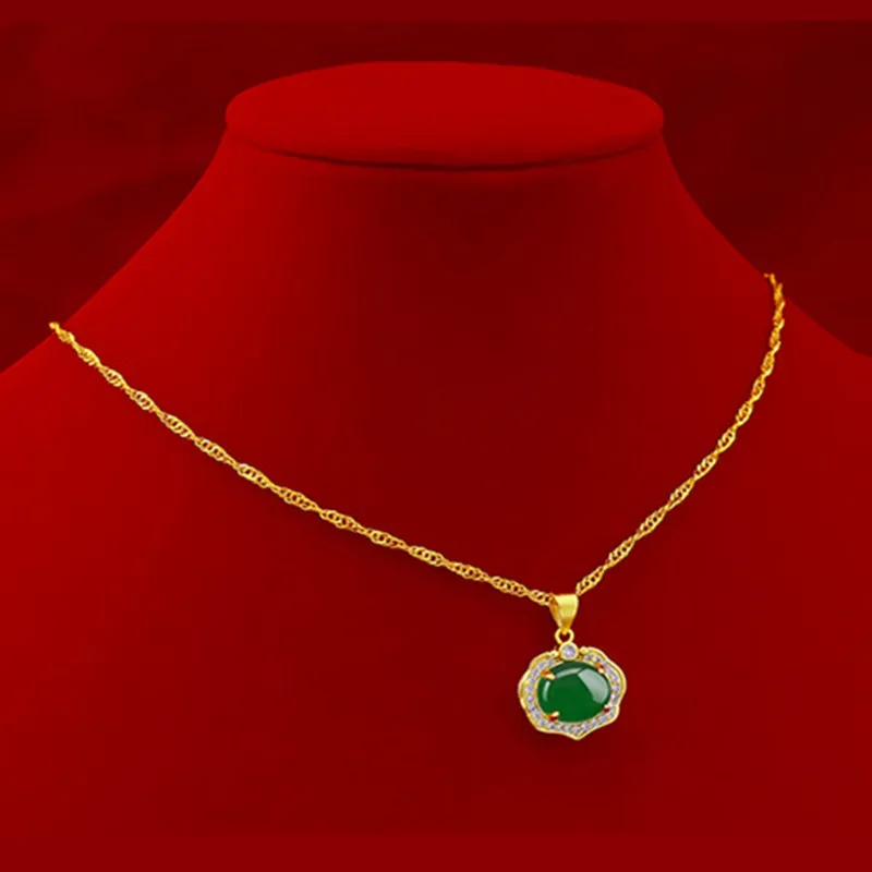 Retro 18K Gold Pendant Necklace Chain for Women Gemstone Jewelry Green Emerald Stone Zircon Jade Clavicle Necklace
Retro 18K Gold Pendant Necklace Chain for Women Gemstone Jewelry Green Emerald Stone Zircon Jade Clavicle Necklace