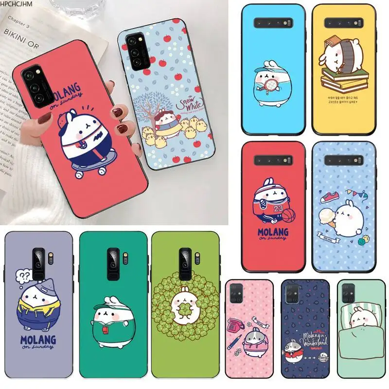 Molang кролики мультфильм DIY окрашенный Блестящий телефонный чехол для Samsung S20 plus Ultra