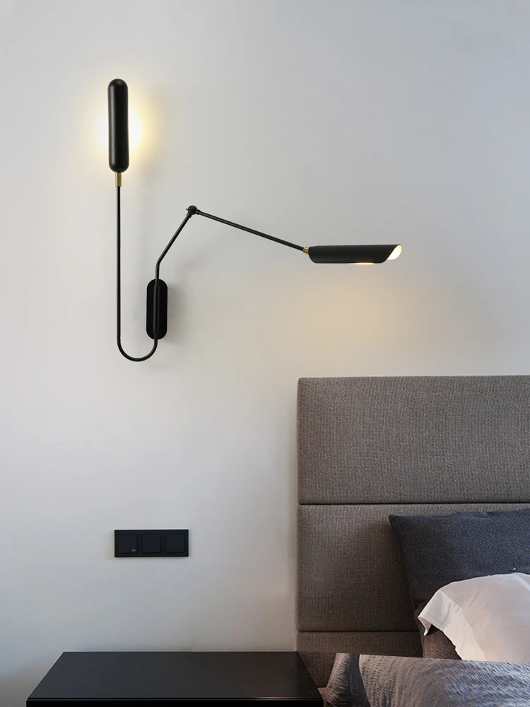 

Дизайнерский Железный настенный светильник в стиле индастриал, Длинные бра с подвижными рычагами для домашнего декора, прикроватное Бра в стиле лофт для гостиной и спальни