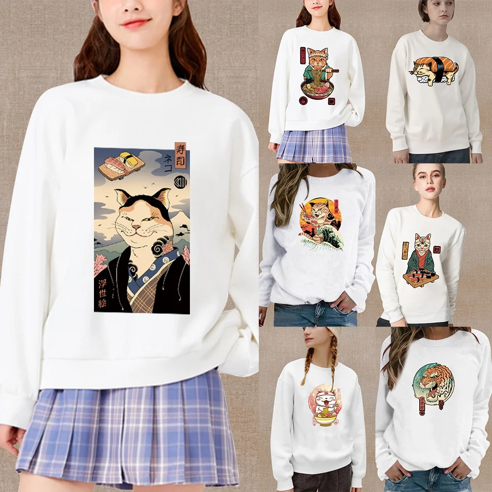 Women's Clothing Casual Long-sleeved Sweatshirt Pullover Harajuku Japanese Cat Pattern Printing Series O-neck Warm Autumn Hoodie
Women's Clothing Casual Long-sleeved Sweatshirt Pullover Harajuku Japanese Cat Pattern Printing Series O-neck Warm Autumn Hoodie