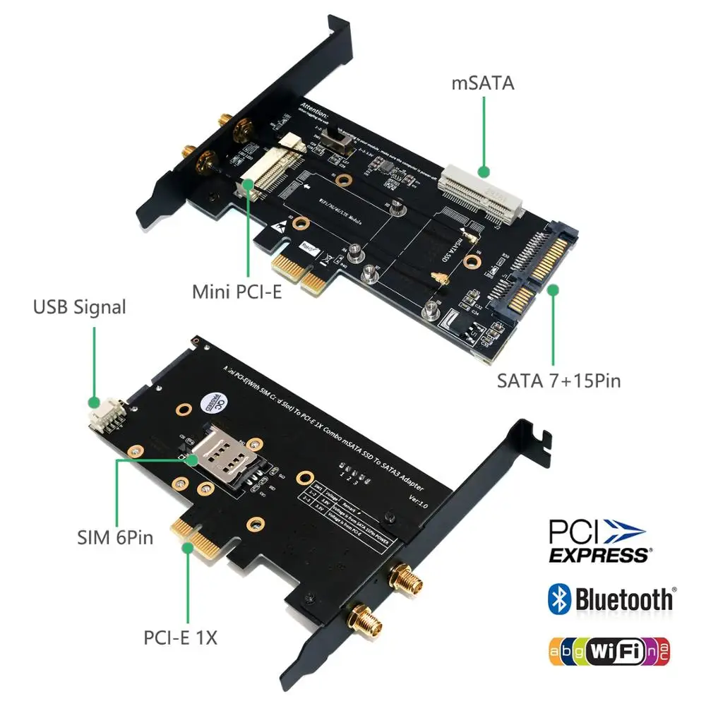 Mini PCI-E/ mSATA SSD для PCI-E и SATA 2 5 адаптер со слотом SIM-карты Wi-Fi/ 3G/4G/LTE/ Msata | Компьютеры
