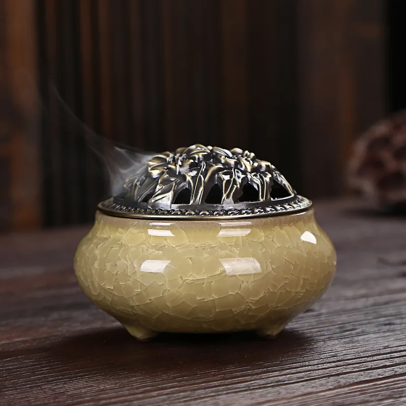 Ceramic disc incense burner with sandalwood Buddha home decor | Дом и сад