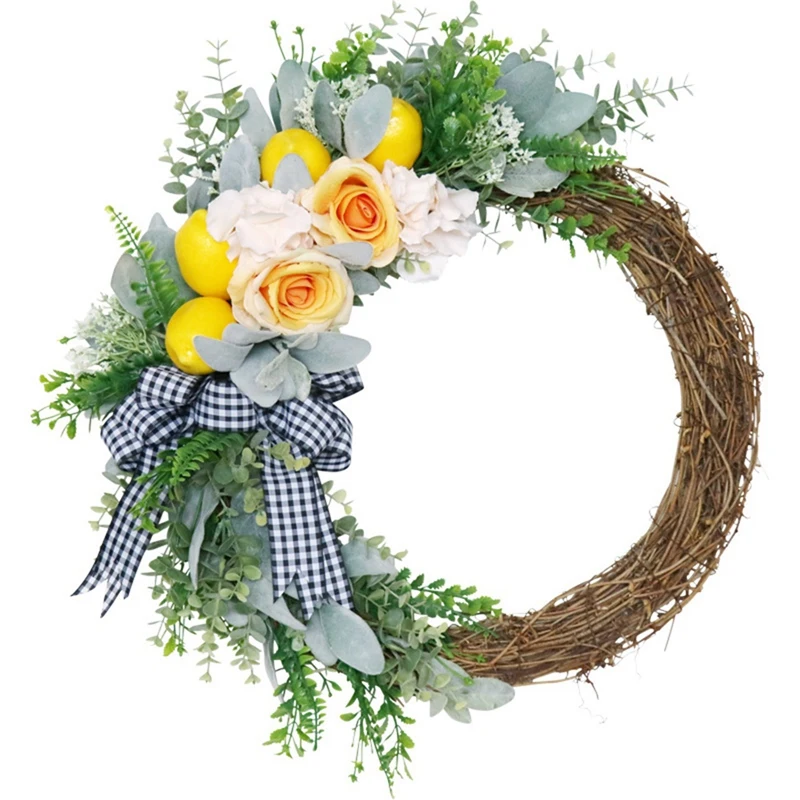 Artificial Lemon Rose Flower Wreath Spring Summer Wreath for Front Door Window Wall Wedding Party Office Home Decoration
Artificial Lemon Rose Flower Wreath Spring Summer Wreath for Front Door Window Wall Wedding Party Office Home Decoration