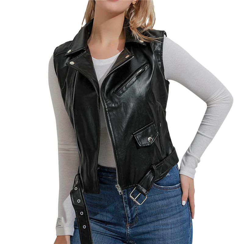 Heigh Quality Vest For Women Fashion New Pocket Decor Simple Belt Decor Women Faux Leather Vests
Heigh Quality Vest For Women Fashion New Pocket Decor Simple Belt Decor Women Faux Leather Vests