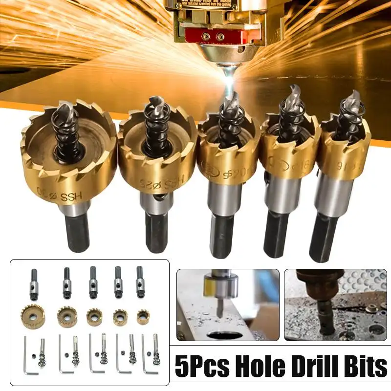 Набор корончатых сверел Drillpro из быстрорежущей стали 6542 с титановым покрытием, 5 шт., 16/18, 5/20/25/30 мм
Набор корончатых сверел Drillpro из быстрорежущей стали 6542 с титановым покрытием, 5 шт., 16/18, 5/20/25/30 мм