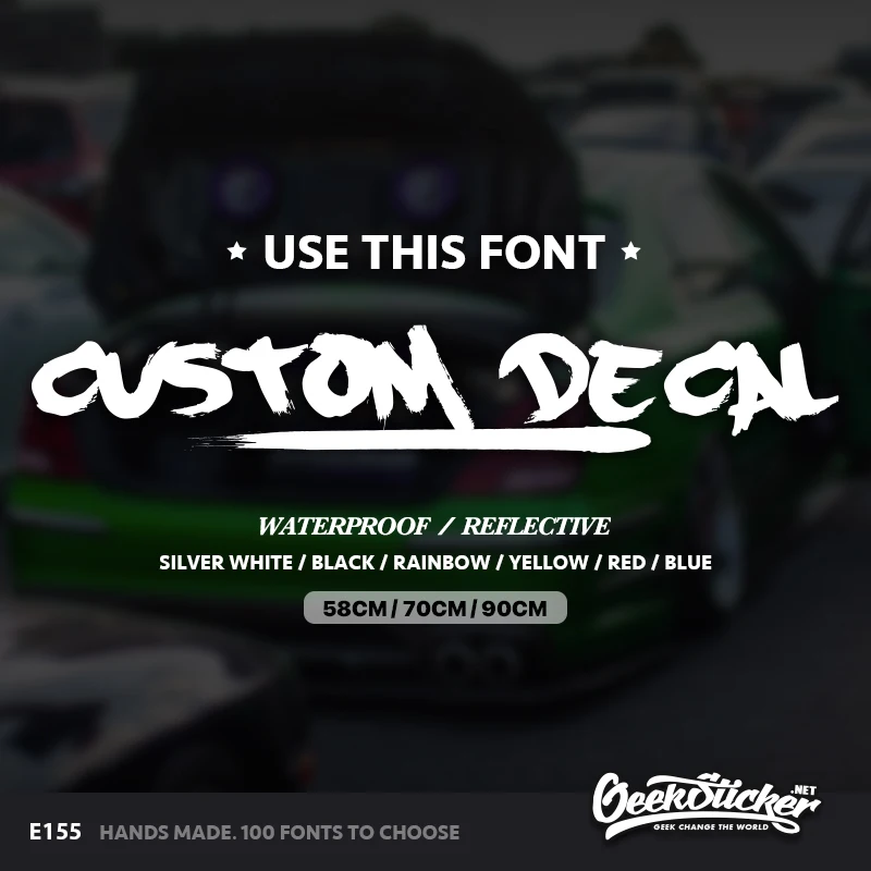 Geeksticker E155 Custom Text Reflective Letters Auto Car Front Window Windshield Decal Stickers For BMW Audi VW Toyota Honda
Geeksticker E155 Custom Text Reflective Letters Auto Car Front Window Windshield Decal Stickers For BMW Audi VW Toyota Honda