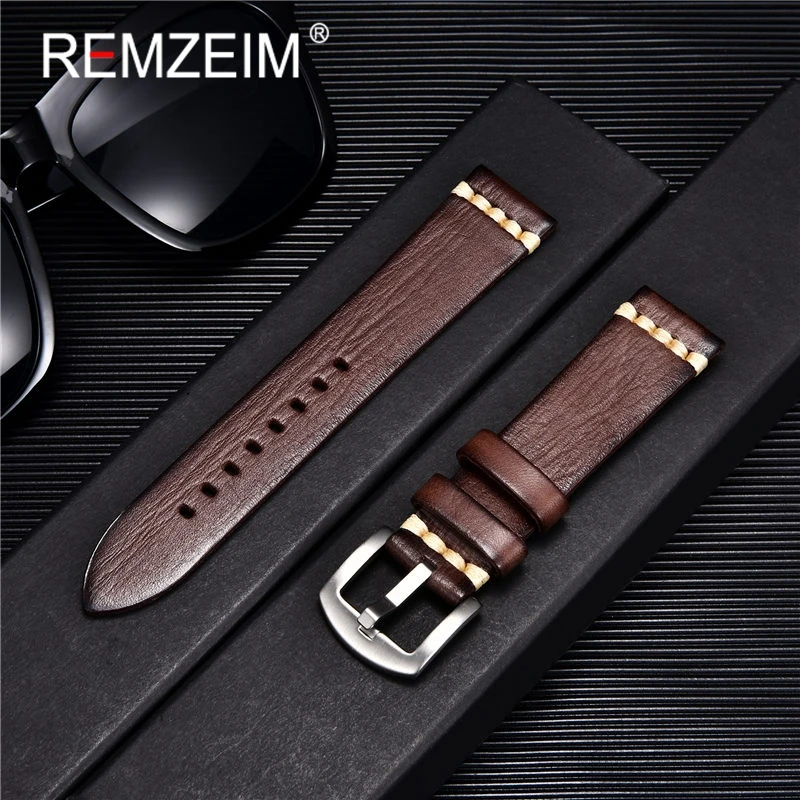REMZEIM Calfskin Leather Watchband Soft Material Watch Band 18mm 20mm 22mm 24mm With Stainless Steel Buckle Wrist Strap
REMZEIM Calfskin Leather Watchband Soft Material Watch Band 18mm 20mm 22mm 24mm With Stainless Steel Buckle Wrist Strap