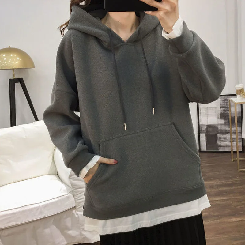 Hooded women's autumn winter 2020 new Korean version of retro loose and thin with plush thickening Pullover coat
Hooded women's autumn winter 2020 new Korean version of retro loose and thin with plush thickening Pullover coat