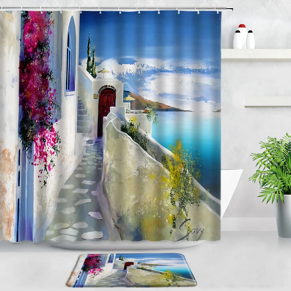 Beach City Ocean Scenery Shower Curtains Bath Mats Set Sailing Boat Oil Painting Style Home Decor Bathroom Non-slip Rug Door Pad
Beach City Ocean Scenery Shower Curtains Bath Mats Set Sailing Boat Oil Painting Style Home Decor Bathroom Non-slip Rug Door Pad