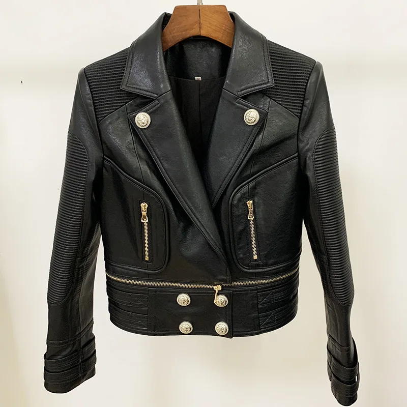 2020 Autumn Winter New Leather Jacket Women Black Beige Coat Edge Detachable Hem Silver Button Short Motorcycle PU Jacket Female
2020 Autumn Winter New Leather Jacket Women Black Beige Coat Edge Detachable Hem Silver Button Short Motorcycle PU Jacket Female