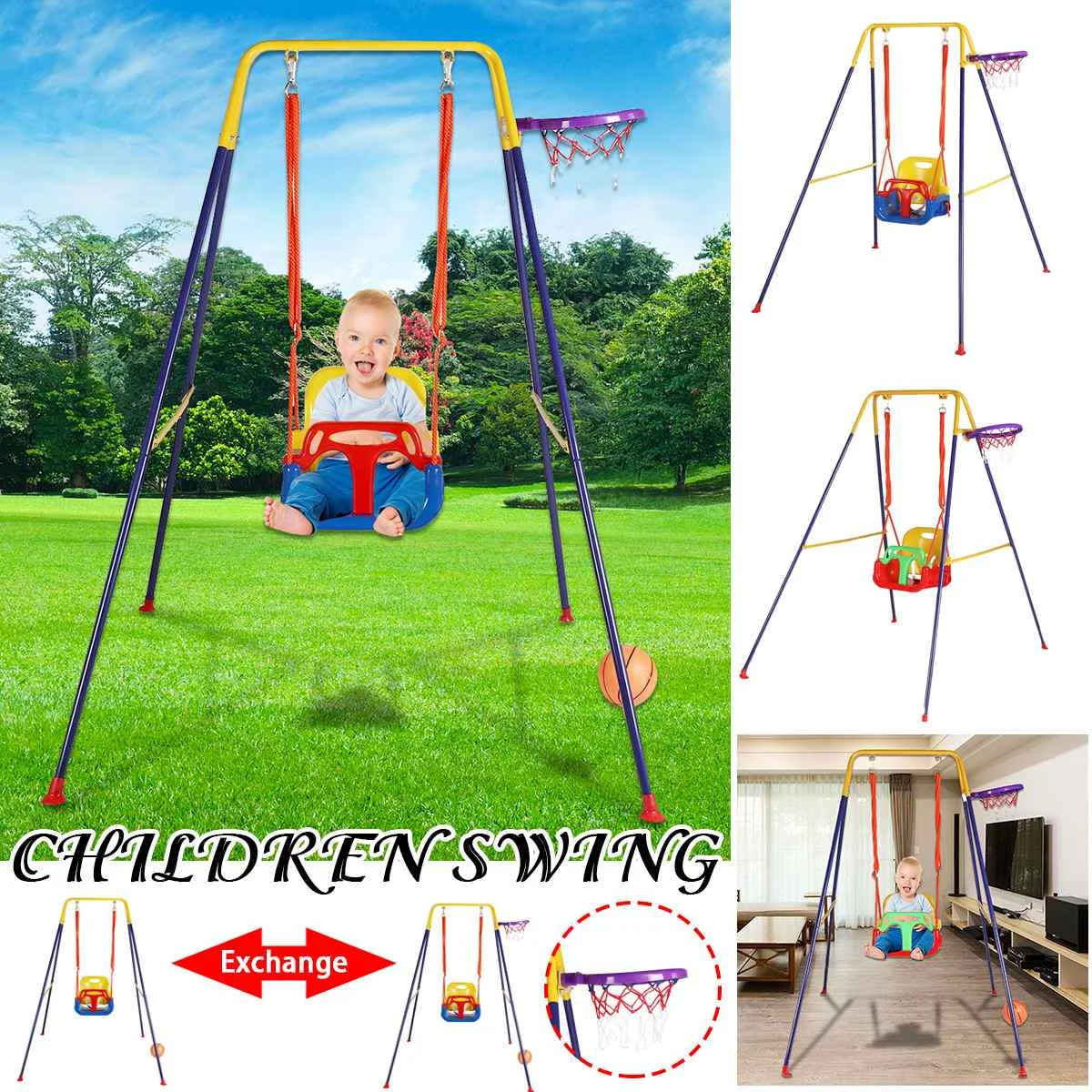 170cm Indoor Outdoor Children's Swing Frame Playground Hanging Chair Basketball Basket Combination Shooting Educational Sport
170cm Indoor Outdoor Children's Swing Frame Playground Hanging Chair Basketball Basket Combination Shooting Educational Sport