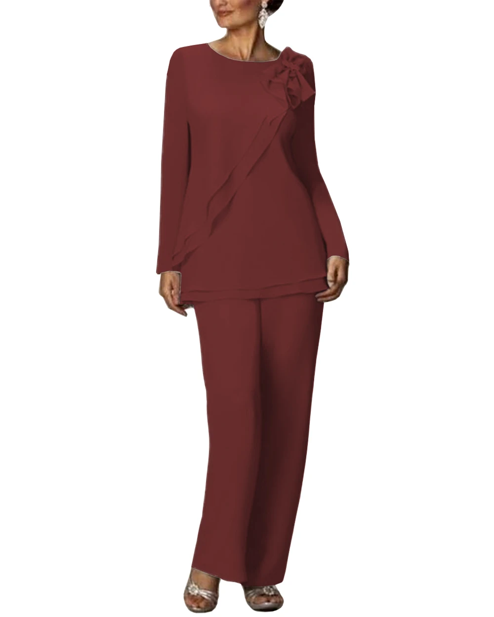 women 2 pieces Flower Ruffles chiffon mother of the bride dress pants suit with jacket outfit Long sleeves for wedding Groom
women 2 pieces Flower Ruffles chiffon mother of the bride dress pants suit with jacket outfit Long sleeves for wedding Groom