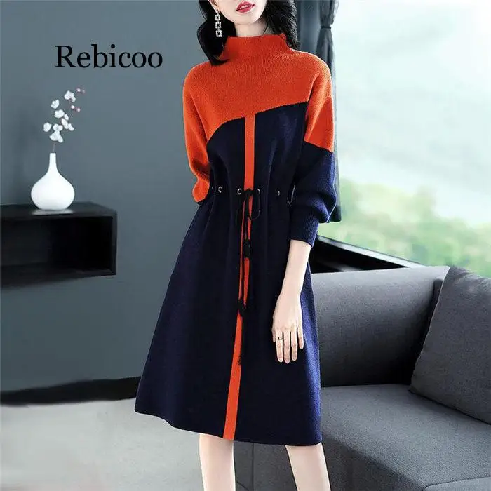 Women's Sweater Designer Runway Dress 2020 Autumn Spring Fashion Hit Color Plus Size Knit Dress Casual Turtleneck Vestidos
Women's Sweater Designer Runway Dress 2020 Autumn Spring Fashion Hit Color Plus Size Knit Dress Casual Turtleneck Vestidos