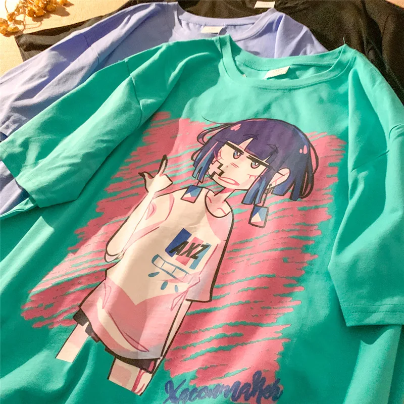 2021 New Handsome Girl Trend Street Retro Two-Dimensional Anime Print Short-Sleeved T-Shirt Oversize All-Match Personality Top
2021 New Handsome Girl Trend Street Retro Two-Dimensional Anime Print Short-Sleeved T-Shirt Oversize All-Match Personality Top