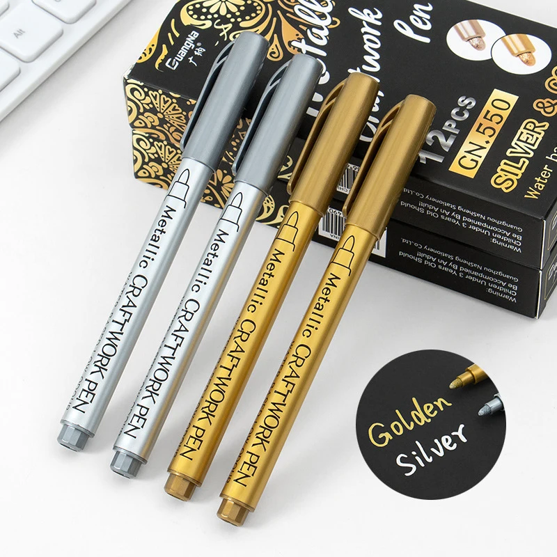 1/2/4 PCS Metallic Waterproof Permanent Paint Marker Pens Gold and Silver for Drawing Office Supplies DIY Marker Craftwork Pen
1/2/4 PCS Metallic Waterproof Permanent Paint Marker Pens Gold and Silver for Drawing Office Supplies DIY Marker Craftwork Pen