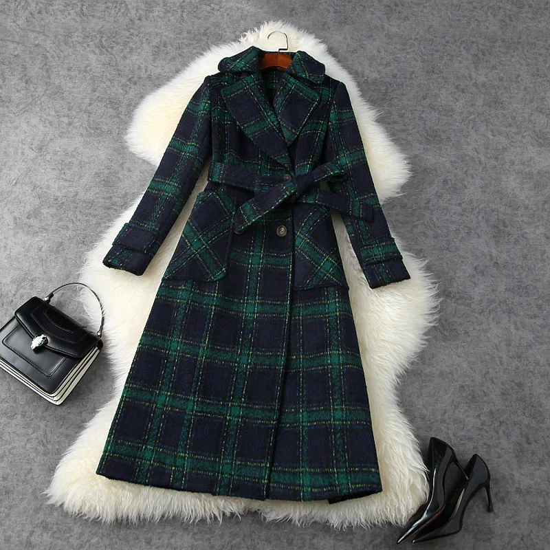 Vintage Plaid Wool Blends Long Jackets and Coats Top Quality Double Breasted Elegant England Style Thick Warm Outerwear Overcoat
Vintage Plaid Wool Blends Long Jackets and Coats Top Quality Double Breasted Elegant England Style Thick Warm Outerwear Overcoat