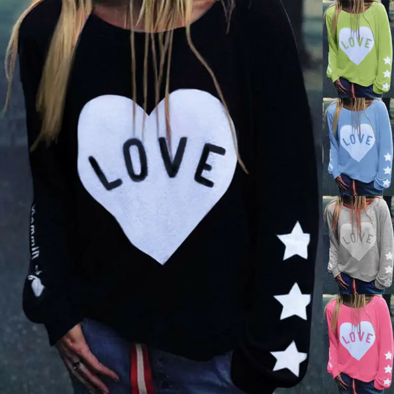 Brand New Women Round Collar Pullovers Sweatshirt Long Sleeve Love Heart Printed Loose Jumper Pullover Female Autumn Tops
Brand New Women Round Collar Pullovers Sweatshirt Long Sleeve Love Heart Printed Loose Jumper Pullover Female Autumn Tops
