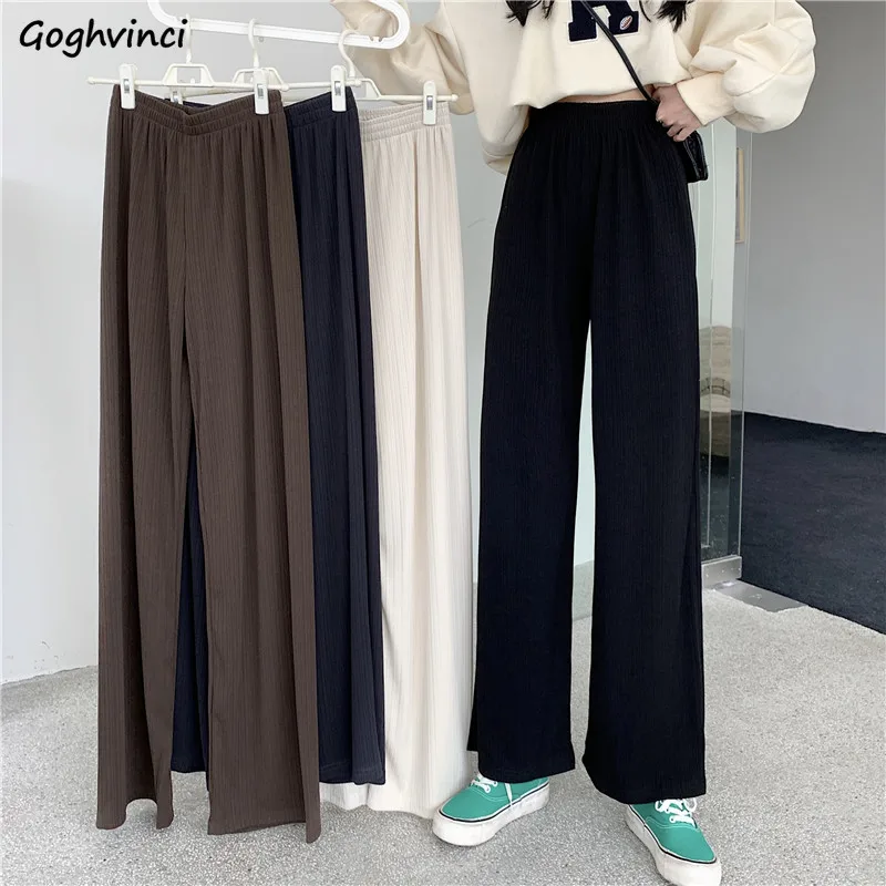 

Corduroy Pants Women Drape Preppy Style Girls All-match Loose Casual Cozy Simple Solid High Waist Fashion Vintage BF Trousers