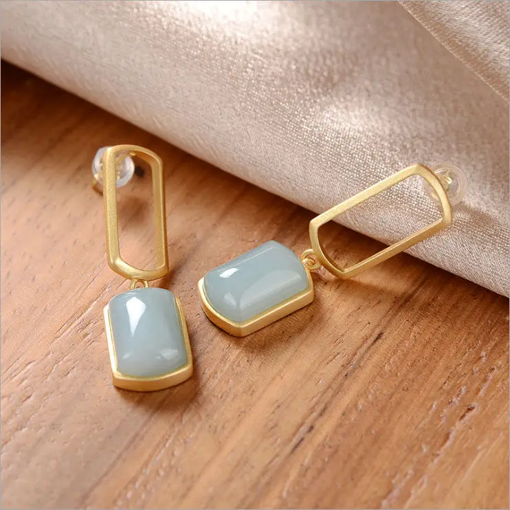 New silver inlaid natural Hetian white Chalcedony geometric Square Earrings Chinese style retro minority charm women's jewelry
New silver inlaid natural Hetian white Chalcedony geometric Square Earrings Chinese style retro minority charm women's jewelry