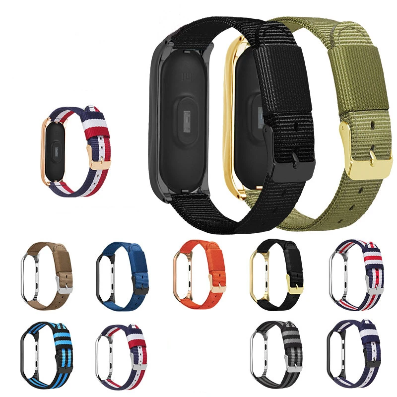 Браслет для Xiaomi mi band 4 нейлоновый ультратонкий металлический спортивный цветной