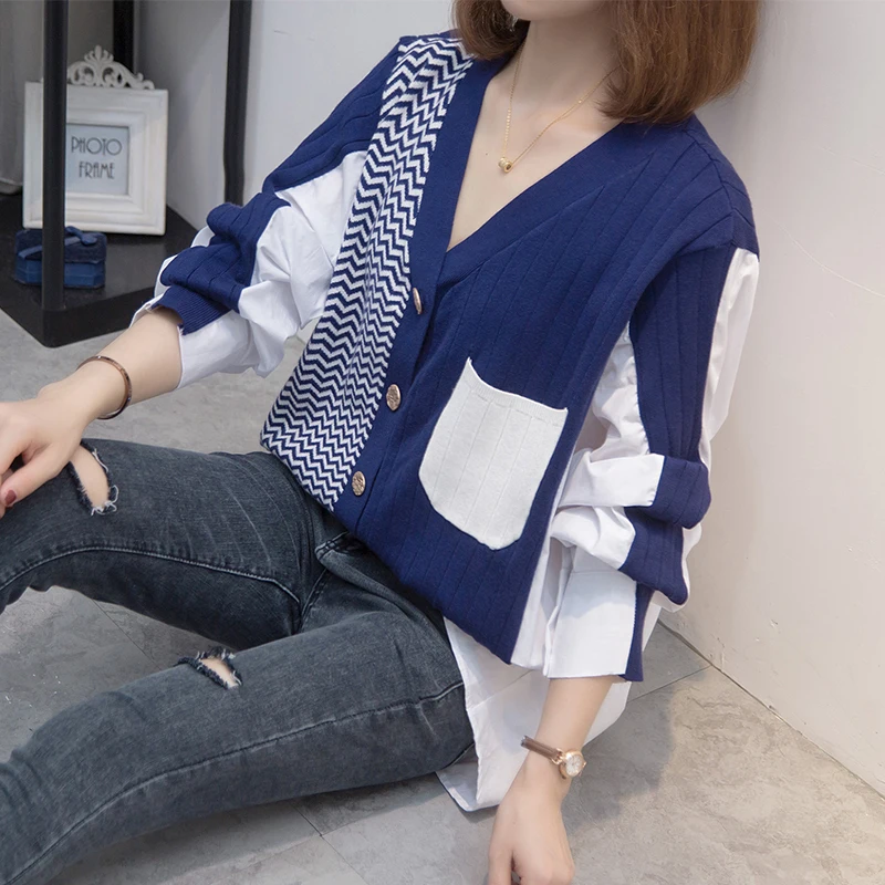 Женский свободный кардиган в полоску, повседневная трикотажная рубашка с V-образным вырезом, пуговицами и мешковатыми карманами, Осень-зима...
Женский свободный кардиган в полоску, повседневная трикотажная рубашка с V-образным вырезом, пуговицами и мешковатыми карманами, Осень-зима...